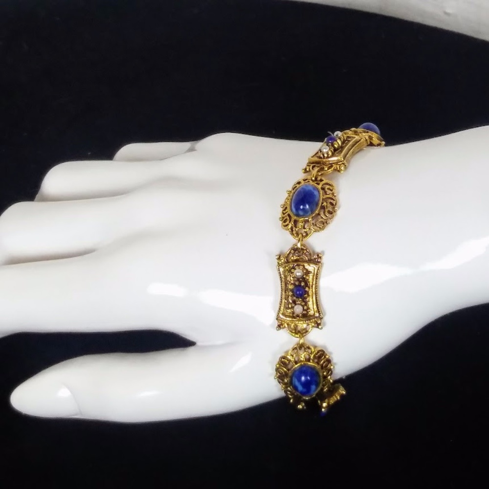 ART©️ Designer Easter Egg Beads Gold Tone Vintage Bracelet - Picture 6 of 11